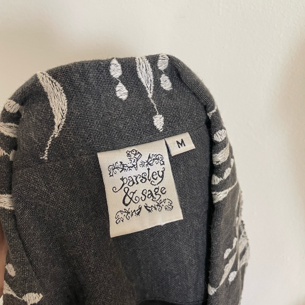 Parsley & Sage jacket blazer grey white embroidery medium - Picture 4 of 5